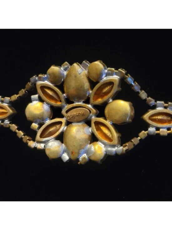 Husar.D Czech Glass Bracelet Victorian Style Large Teardrop Matquise Square - Picture 4 of 10